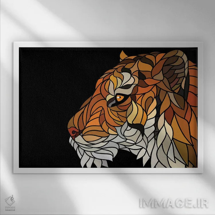 تابلو ببر مدرنگرا اثر آلبرتو پرز - نمای قابدار سفید