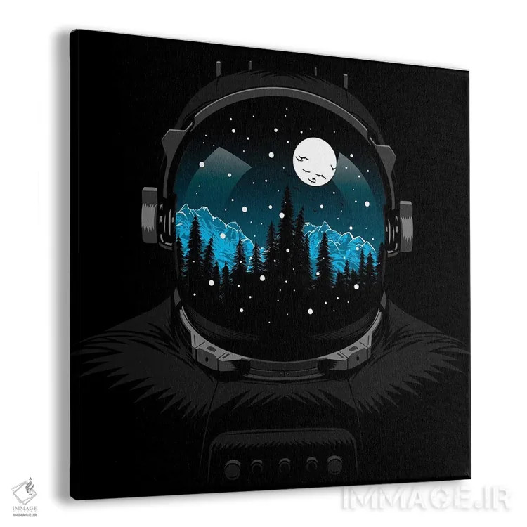 تابلو فضانورد در حال برفباری اثر آلبرتو پرز - نمای پرسپکتیو محصول
