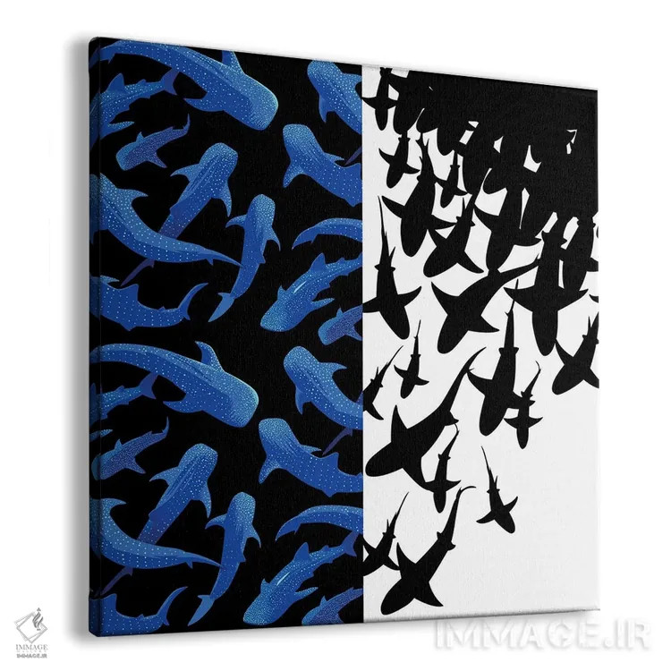 تابلو تصویر دوتایی کوسهها اثر آلبرتو پرز - نمای پرسپکتیو محصول