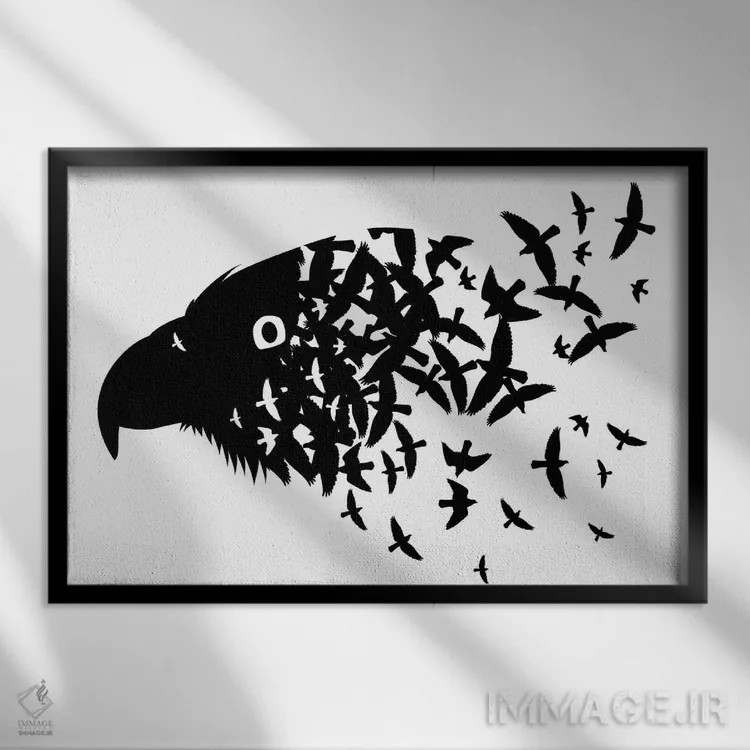 تابلو سر عقابها اثر آلبرتو پرز - نمای قابدار مشکی