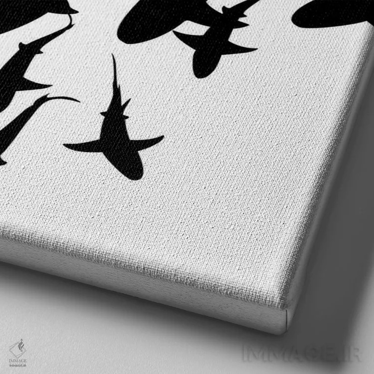 تابلو تصویر دوتایی کوسهها اثر آلبرتو پرز - نمای نزدیک بافت بوم