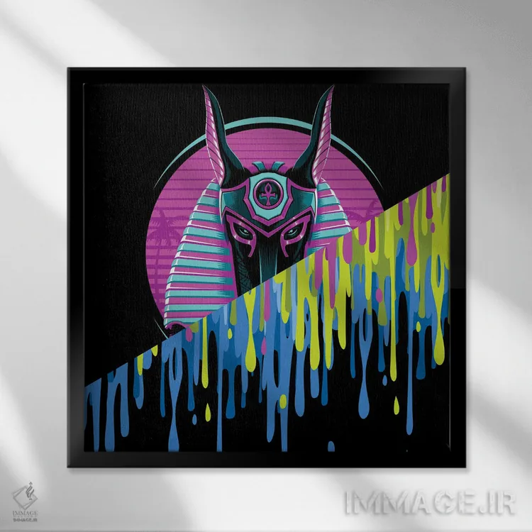 تابلو فرعون مصری مایع دوبل به سبک قدیمی اثر آلبرتو پرز - نمای قابدار مشکی