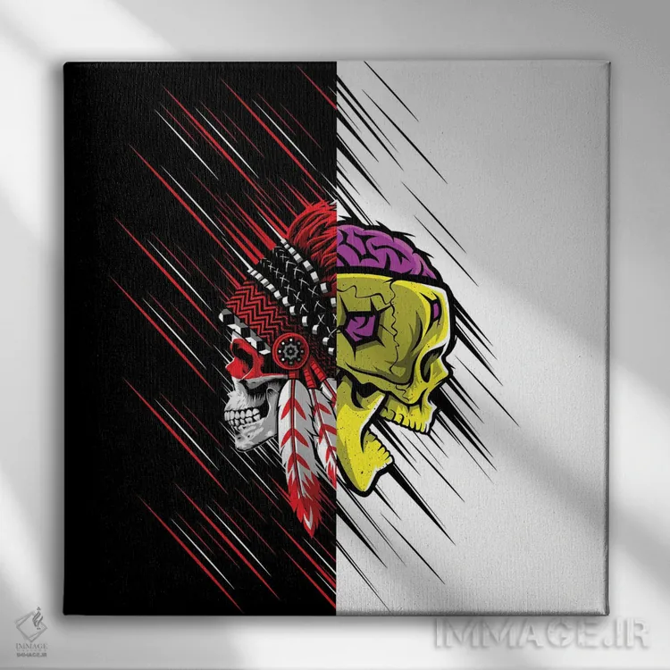 تابلو تصویر دوتایی جمجمهها اثر آلبرتو پرز - نمای روبهرو روی دیوار