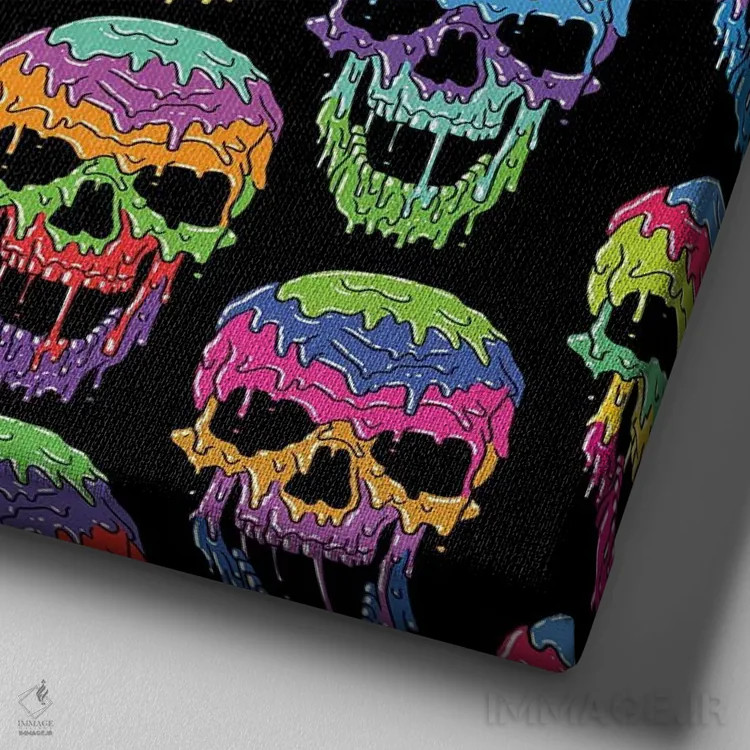 تابلو جمجمههای مایع اثر آلبرتو پرز - نمای نزدیک بافت بوم