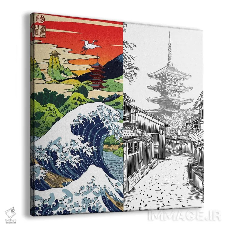 تابلو تصویر دوتایی ژاپنی اثر آلبرتو پرز - نمای پرسپکتیو محصول