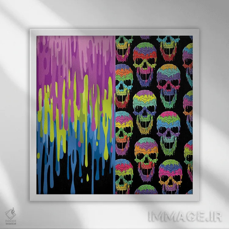 تابلو جمجمههای مایع اثر آلبرتو پرز - نمای قابدار سفید