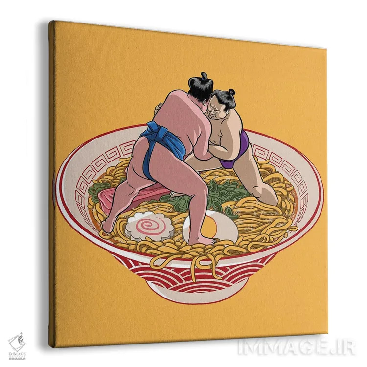 تابلو مبارزه سومو برای رامن اثر آلبرتو پرز - نمای پرسپکتیو محصول