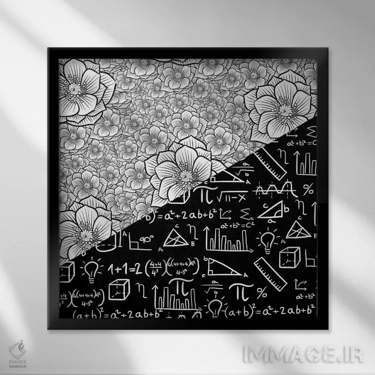 تابلو درختان گیلاس ریاضی (طرح مفهومی) اثر آلبرتو پرز - نمای قابدار مشکی