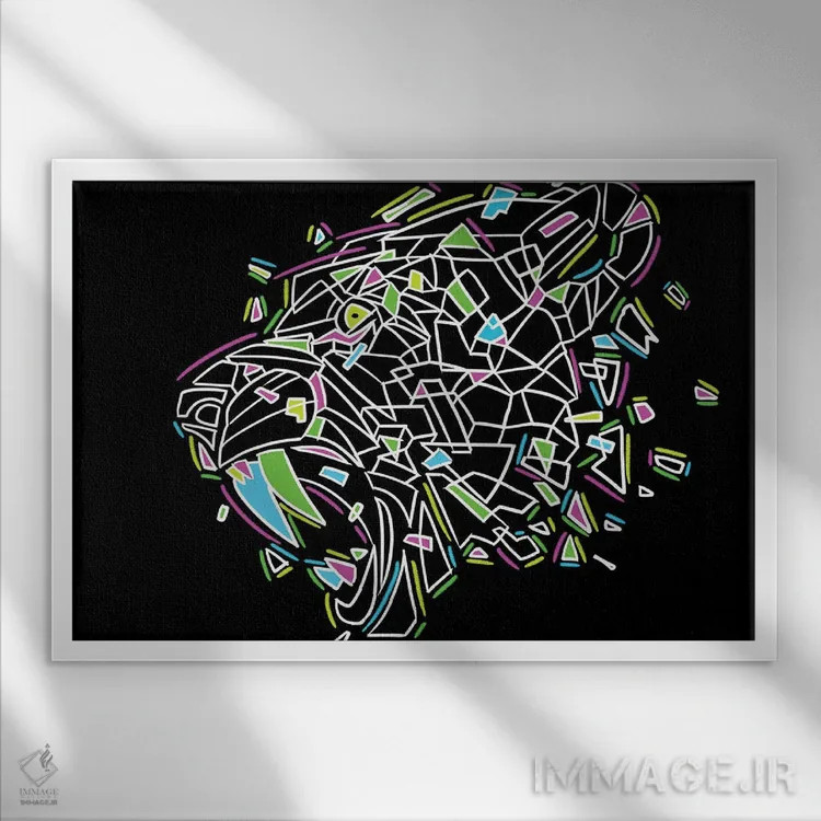 تابلو دندانهای نئونی اثر آلبرتو پرز - نمای قابدار سفید