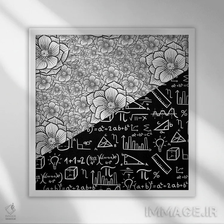 تابلو درختان گیلاس ریاضی (طرح مفهومی) اثر آلبرتو پرز - نمای قابدار سفید