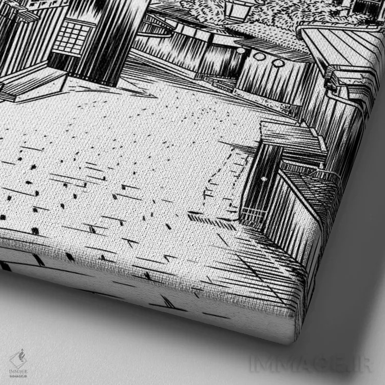 تابلو تصویر دوتایی ژاپنی اثر آلبرتو پرز - نمای نزدیک بافت بوم