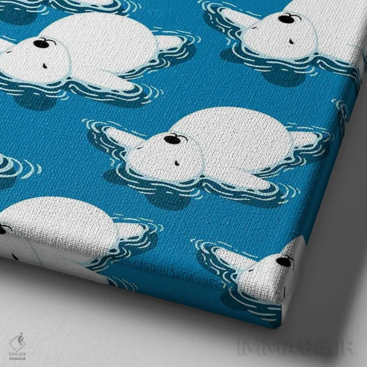 تابلو خانواده خرسهای قطبی شناور اثر آلبرتو پرز - نمای نزدیک بافت بوم