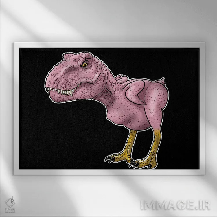 تابلو جوجه رکس اثر آلبرتو پرز - نمای قابدار سفید