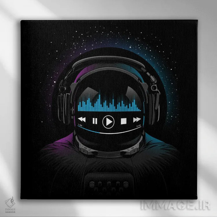 تابلو فضانورد تکنو اثر آلبرتو پرز - نمای روبهرو روی دیوار