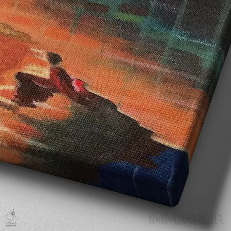 تابلو کنار استخر I اثر آنتوان رنو - نمای نزدیک بافت بوم