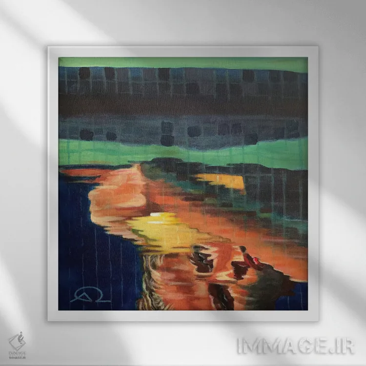 تابلو کنار استخر I اثر آنتوان رنو - نمای قابدار سفید