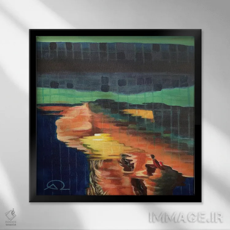 تابلو کنار استخر I اثر آنتوان رنو - نمای قابدار مشکی