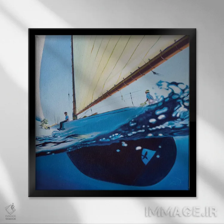 تابلو آرامش در دل آبی اثر آنتوان رنو - نمای قابدار مشکی