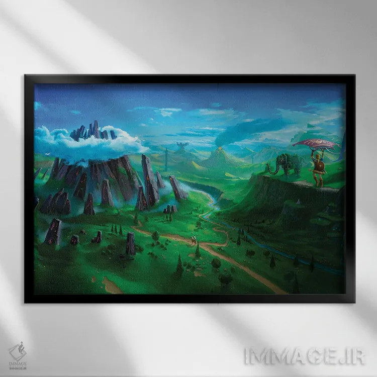 تابلو نفسی از وحش (الهام گرفته از بازی ویدیویی) اثر آرس فانتازیو (نام هنری ـ هنرمند فانتزی) - نمای قابدار مشکی