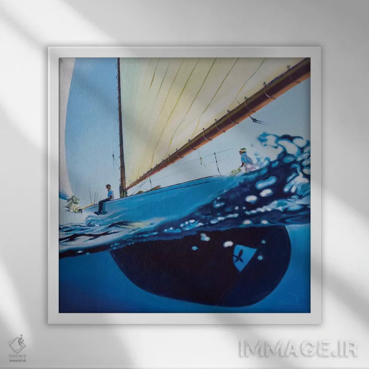 تابلو آرامش در دل آبی اثر آنتوان رنو - نمای قابدار سفید