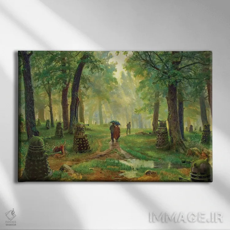 تابلو جنگل دالکها (شخصیت علمی-تخیلی) اثر آرس فانتازیو (نام هنری ـ هنرمند فانتزی) - نمای روبهرو روی دیوار