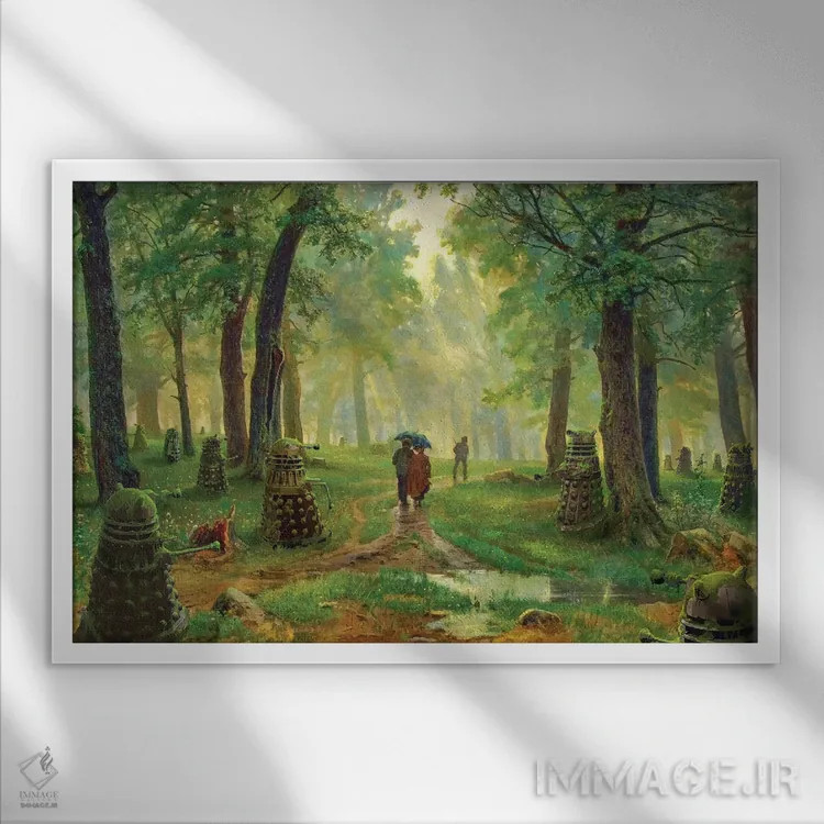 تابلو جنگل دالکها (شخصیت علمی-تخیلی) اثر آرس فانتازیو (نام هنری ـ هنرمند فانتزی) - نمای قابدار سفید