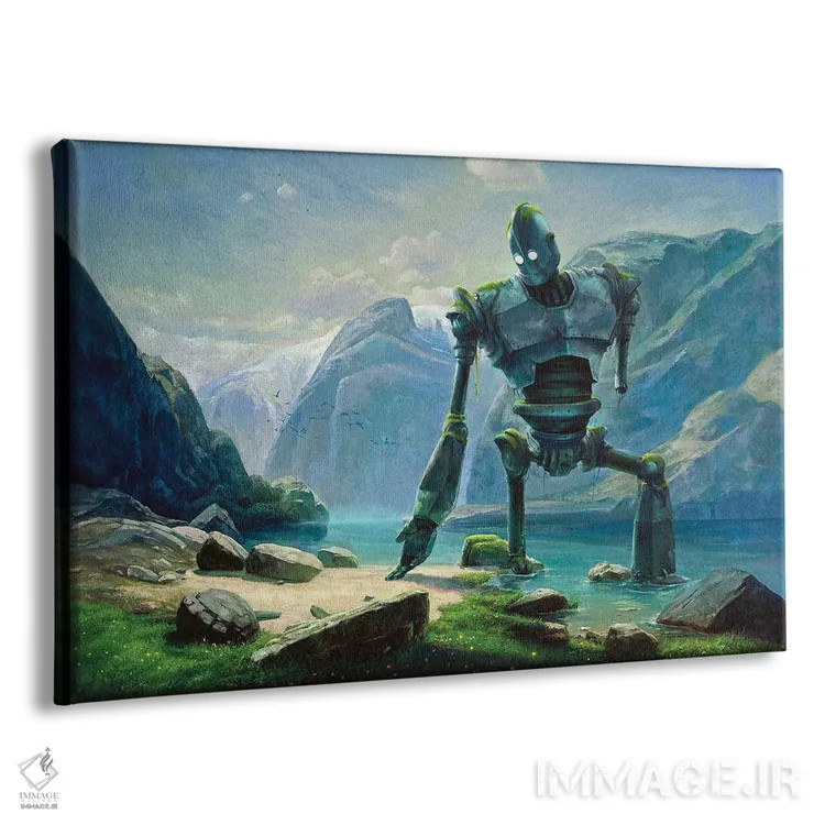 تابلو غول آهنی کنار دریاچه در سوئیس اثر آرس فانتازیو (نام هنری ـ هنرمند فانتزی) - نمای پرسپکتیو محصول