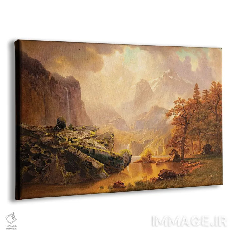 تابلو میلنیوم فالکن در کوهستان (سفینه جنگ ستارگان) اثر آرس فانتازیو (نام هنری ـ هنرمند فانتزی) - نمای پرسپکتیو محصول