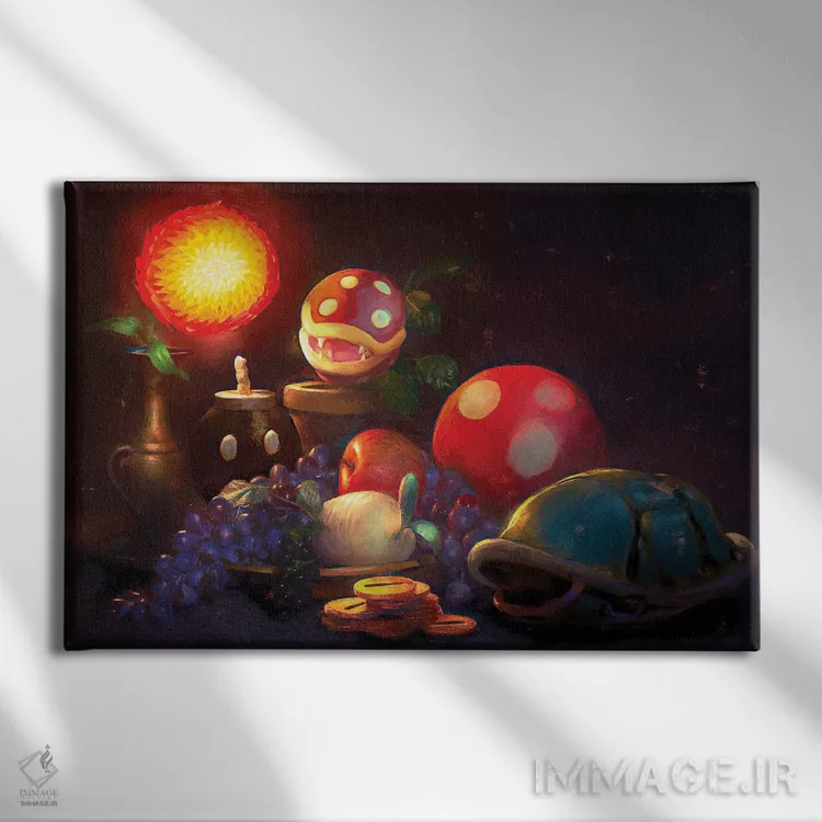 تابلو زندگی بیحرکت سوپر ماریو (اقتباسی) اثر آرس فانتازیو (نام هنری ـ هنرمند فانتزی) - نمای روبهرو روی دیوار