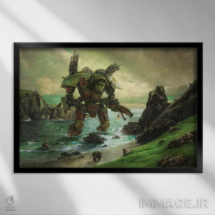 تابلو وارلرد تایتان زمینگیر اثر آرس فانتازیو (نام هنری ـ هنرمند فانتزی) - نمای قابدار مشکی