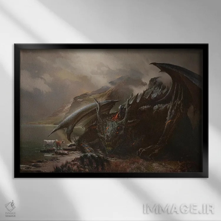 تابلو ویچر (عنوان بازی/رمان) اثر آرس فانتازیو (نام هنری ـ هنرمند فانتزی) - نمای قابدار مشکی