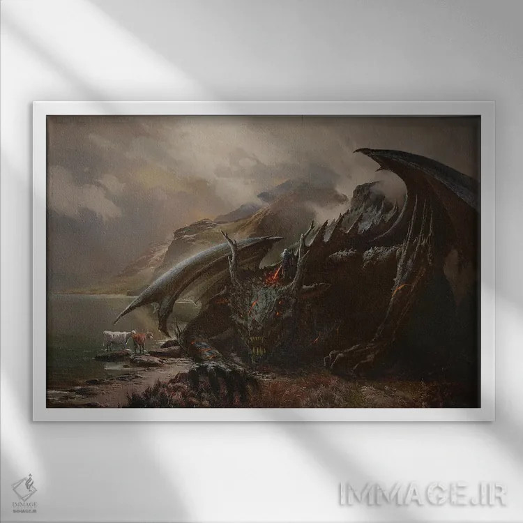 تابلو ویچر (عنوان بازی/رمان) اثر آرس فانتازیو (نام هنری ـ هنرمند فانتزی) - نمای قابدار سفید