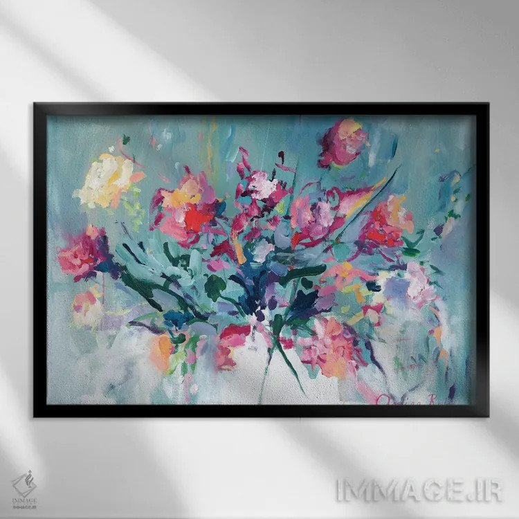 تابلو جرأت شکوفا شدن اثر امیره رحیم - نمای قابدار مشکی