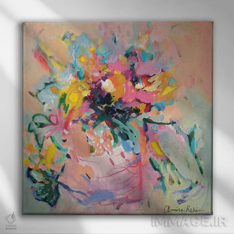 تابلو گلدان را شکستم اثر امیره رحیم - نمای روبهرو روی دیوار