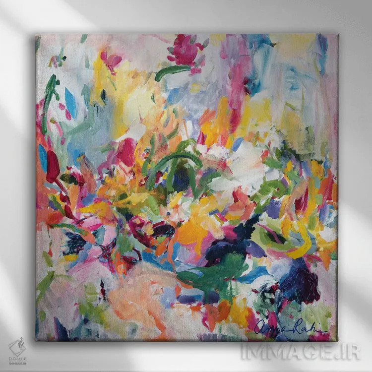 تابلو در فصل بهار اثر امیره رحیم - نمای روبهرو روی دیوار
