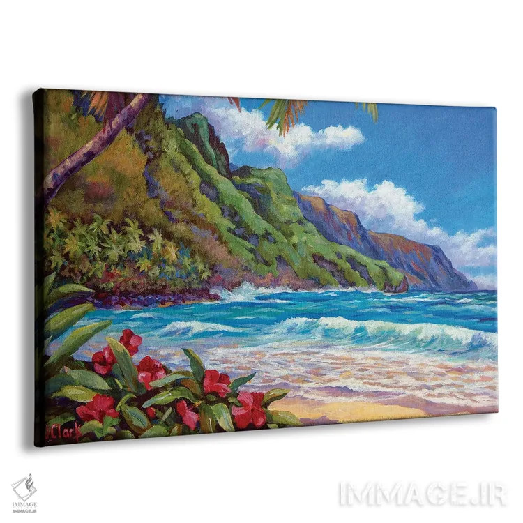 تابلو امواج در ساحل نا پالی اثر جان کلارک - نمای پرسپکتیو محصول