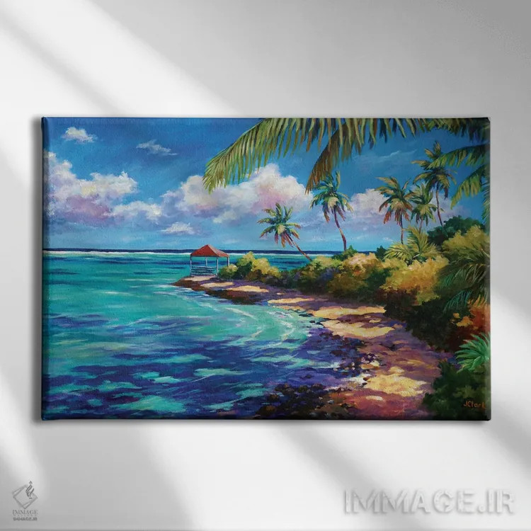 تابلو کلبه نزدیک لبه پرتگاه اثر جان کلارک - نمای روبهرو روی دیوار