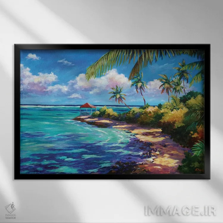 تابلو کلبه نزدیک لبه پرتگاه اثر جان کلارک - نمای قابدار مشکی