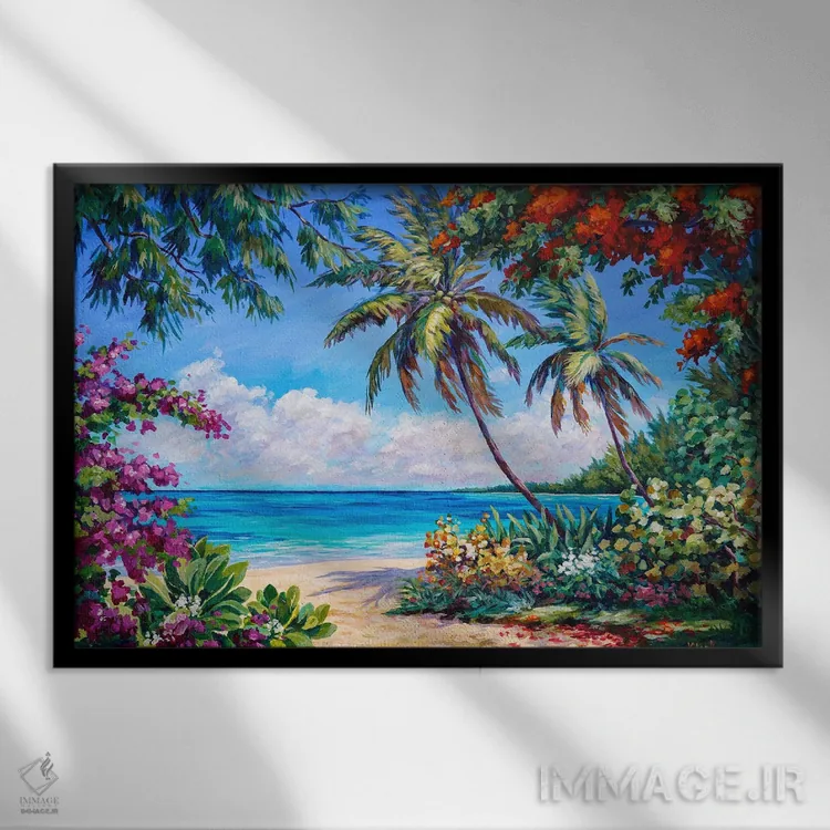 تابلو ساحل محبوب اثر جان کلارک - نمای قابدار مشکی