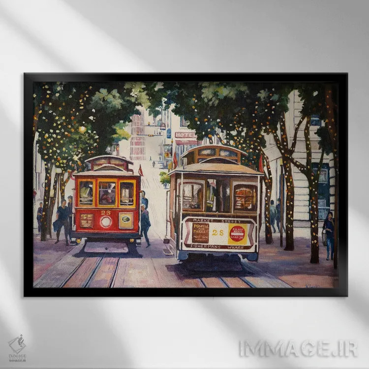 تابلو تلهکابینها اثر جان کلارک - نمای قابدار مشکی