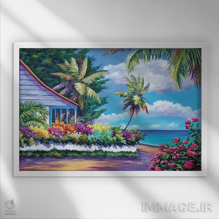 تابلو دیوار رنگارنگ اثر جان کلارک - نمای قابدار سفید