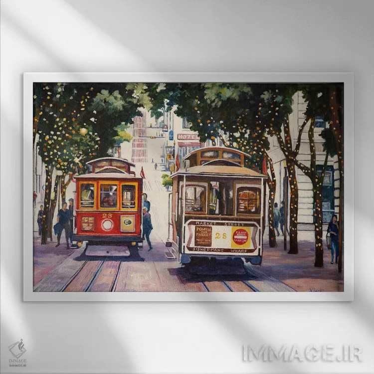 تابلو تلهکابینها اثر جان کلارک - نمای قابدار سفید