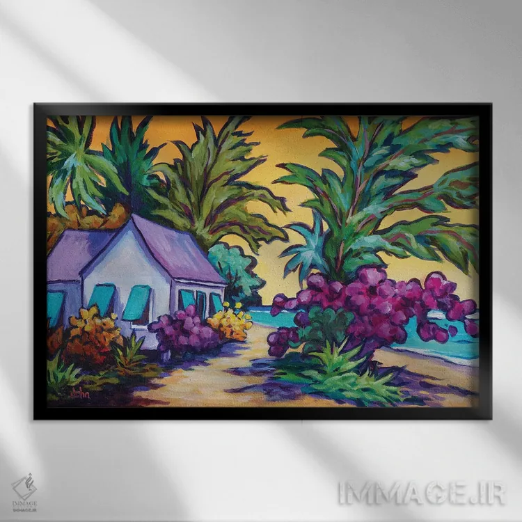 تابلو جادهٔ ساحلی به خانه اثر جان کلارک - نمای قابدار مشکی