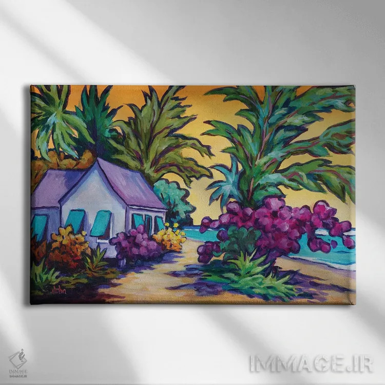 تابلو جادهٔ ساحلی به خانه اثر جان کلارک - نمای روبهرو روی دیوار