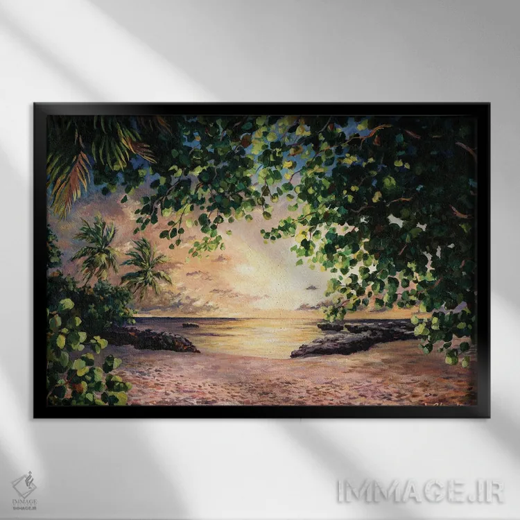 تابلو غروب در اسمیت کوو اثر جان کلارک - نمای قابدار مشکی