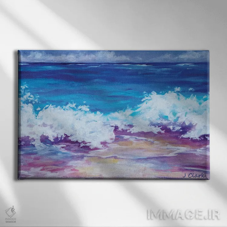 تابلو امواج بر ساحل اثر جان کلارک - نمای روبهرو روی دیوار