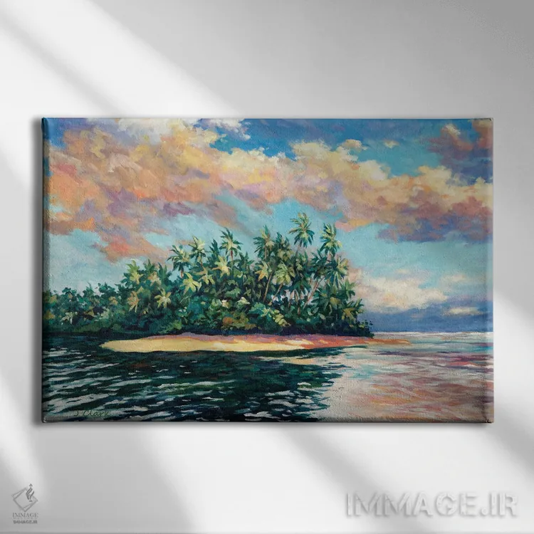 تابلو غروب بر رودخانه اورتوار اثر جان کلارک - نمای روبهرو روی دیوار