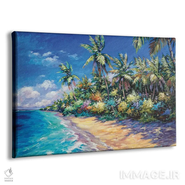 تابلو ساحل و نخلها اثر جان کلارک - نمای پرسپکتیو محصول