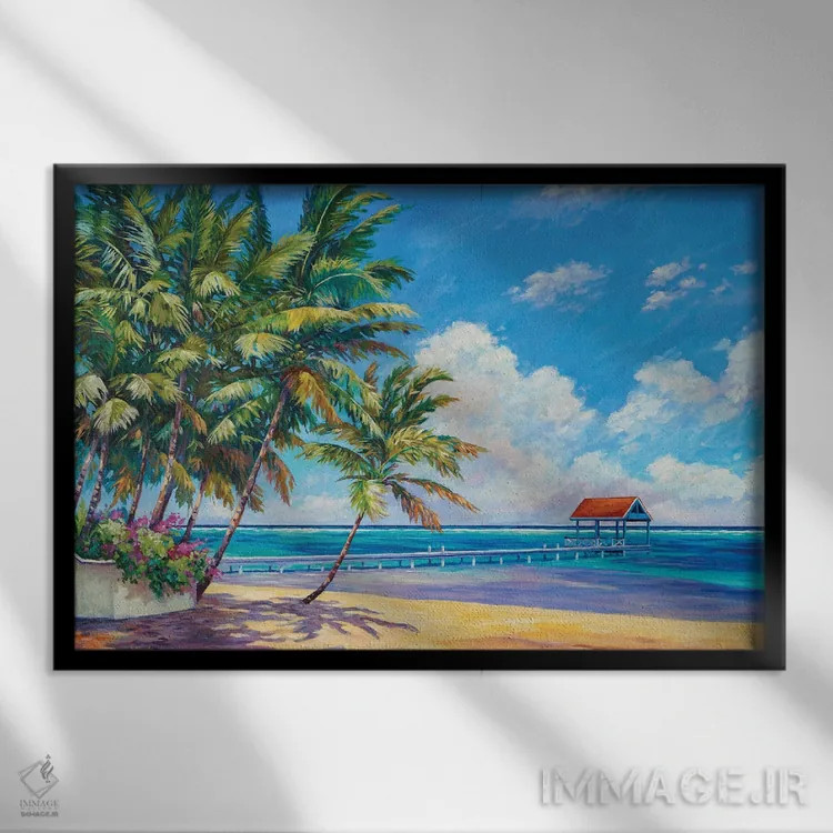 تابلو کلبه قرمز در ساث ساند اثر جان کلارک - نمای قابدار مشکی