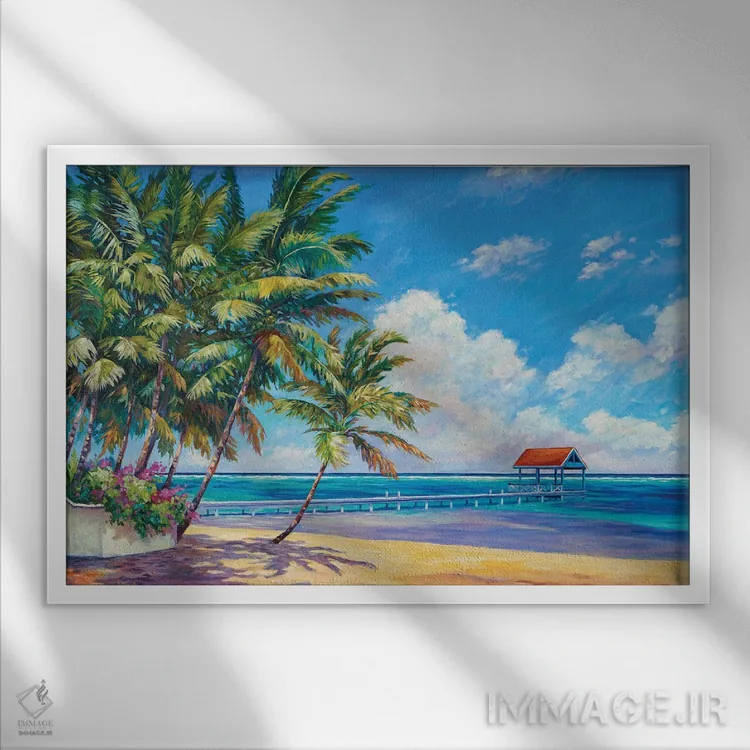 تابلو کلبه قرمز در ساث ساند اثر جان کلارک - نمای قابدار سفید